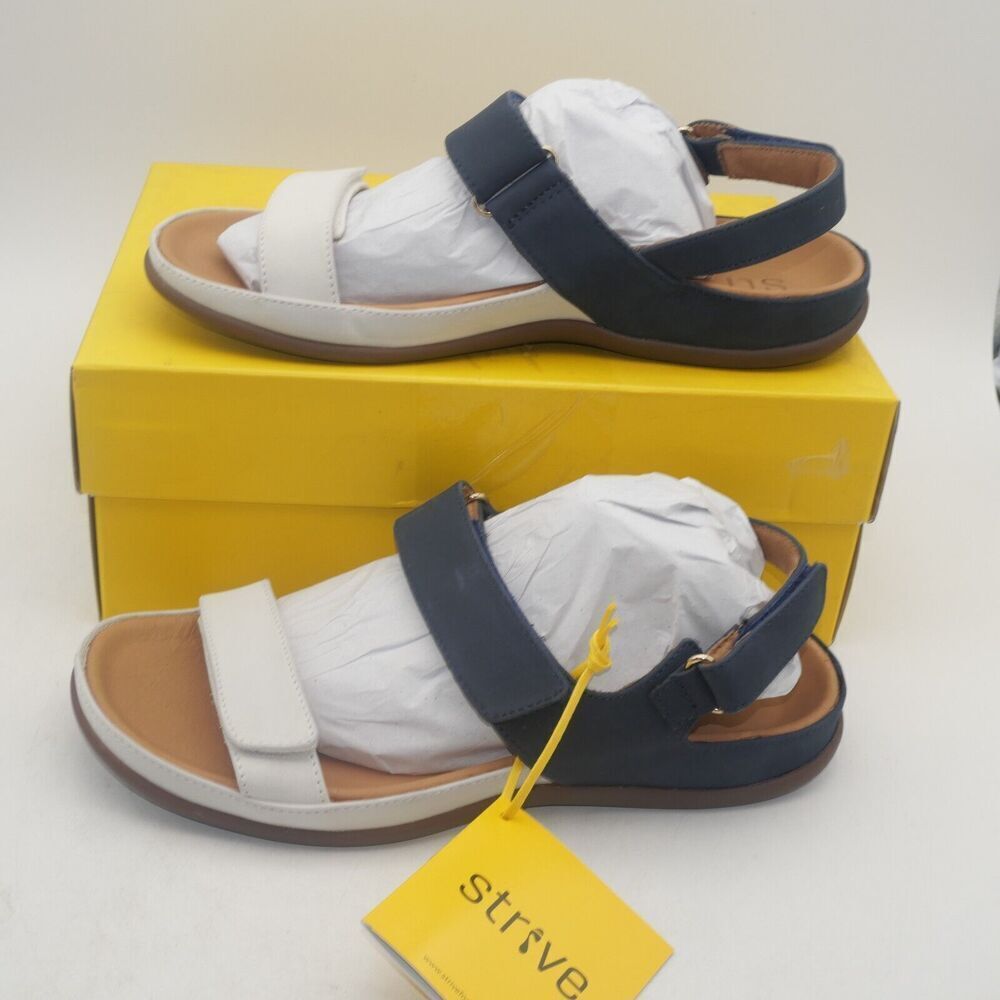 NEW Strive Kona Sandals Orthotic Women's 9.5 to 10 Straps Navy and Cream - Picture 2 of 10